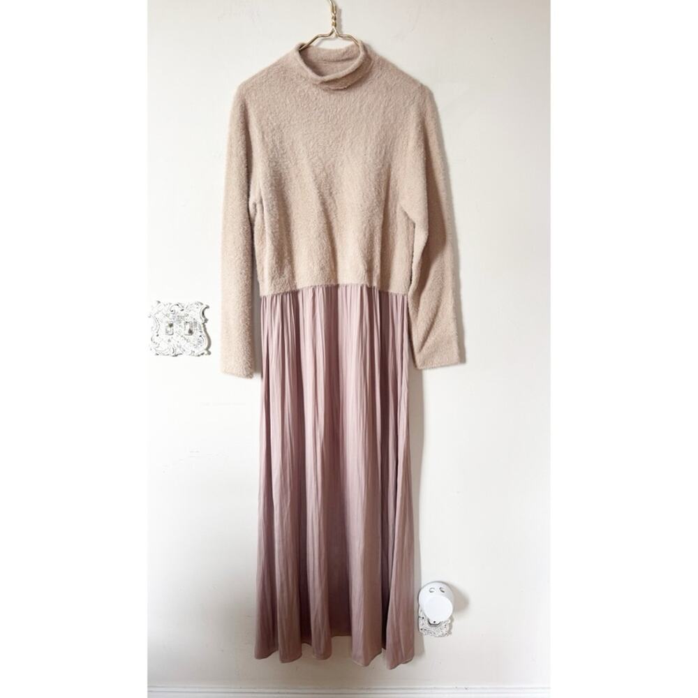 Anthropologie The Thea Eyelash Twofer Sweater Maxi Dress Blush Neutral XLP - Picture 7 of 12